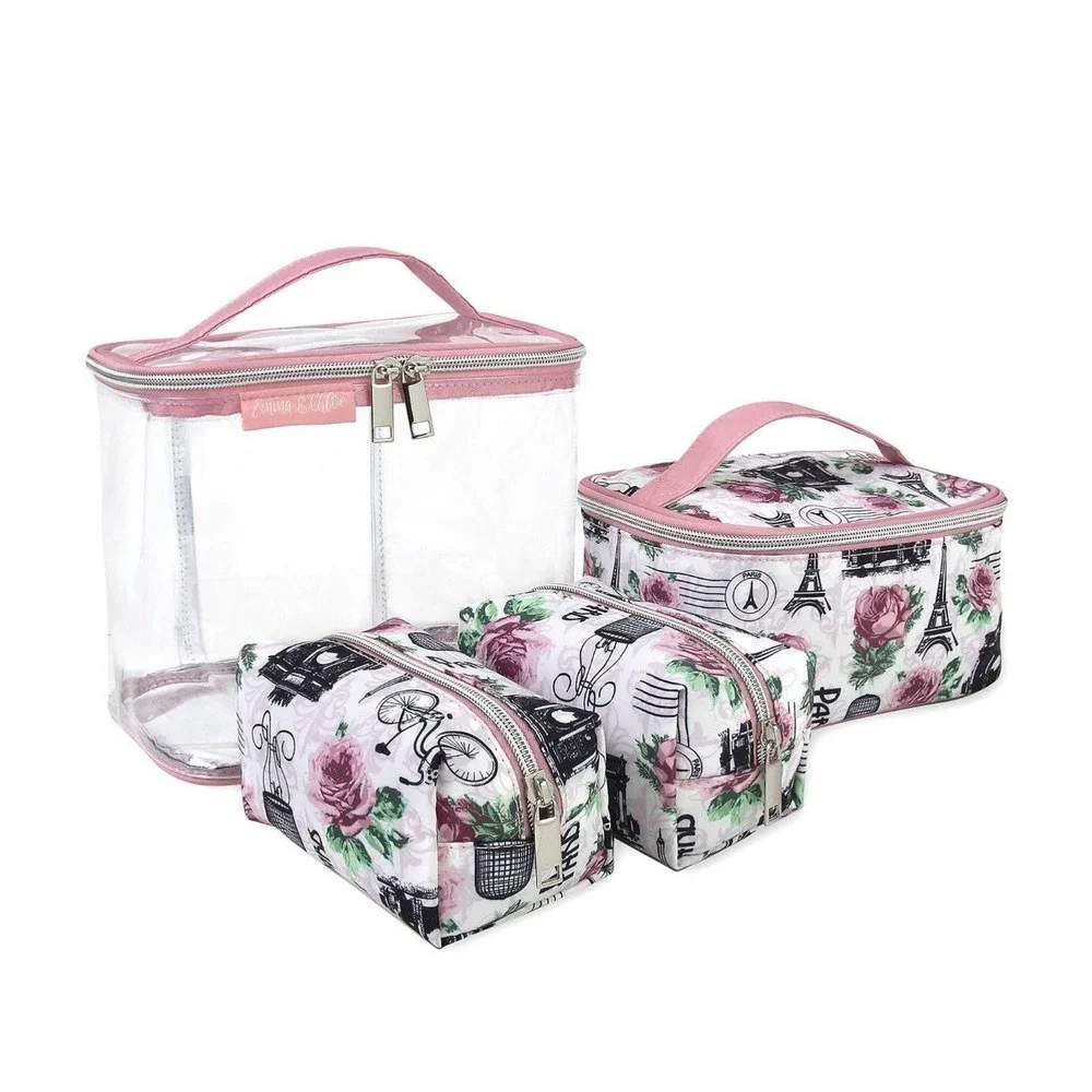 Emma & Chloe Travel Train 4 Piece Set Floral Paris France $26 Gift NWT